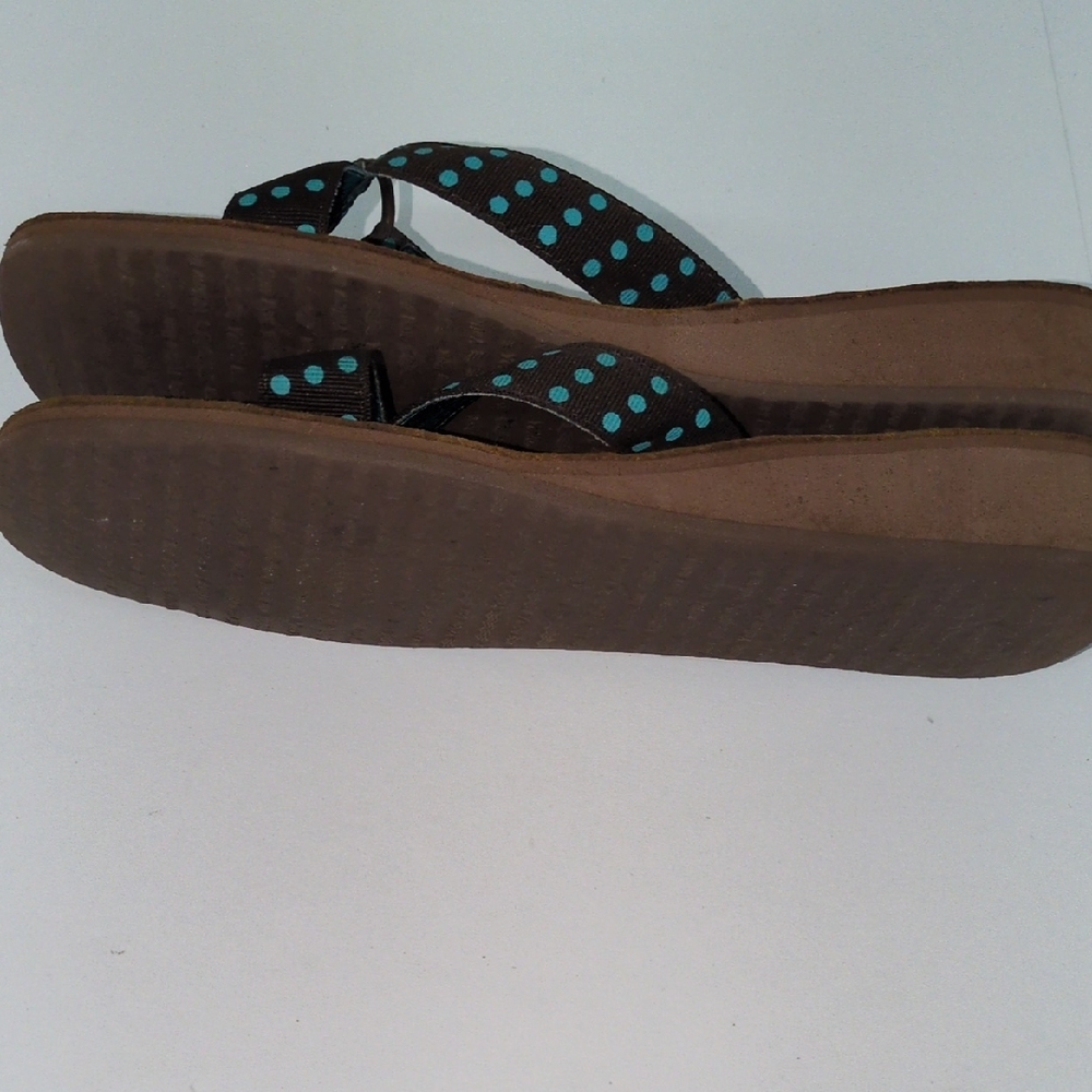 Yellow Box Black and Teal Polka Dot Sandals - Picture 9 of 14